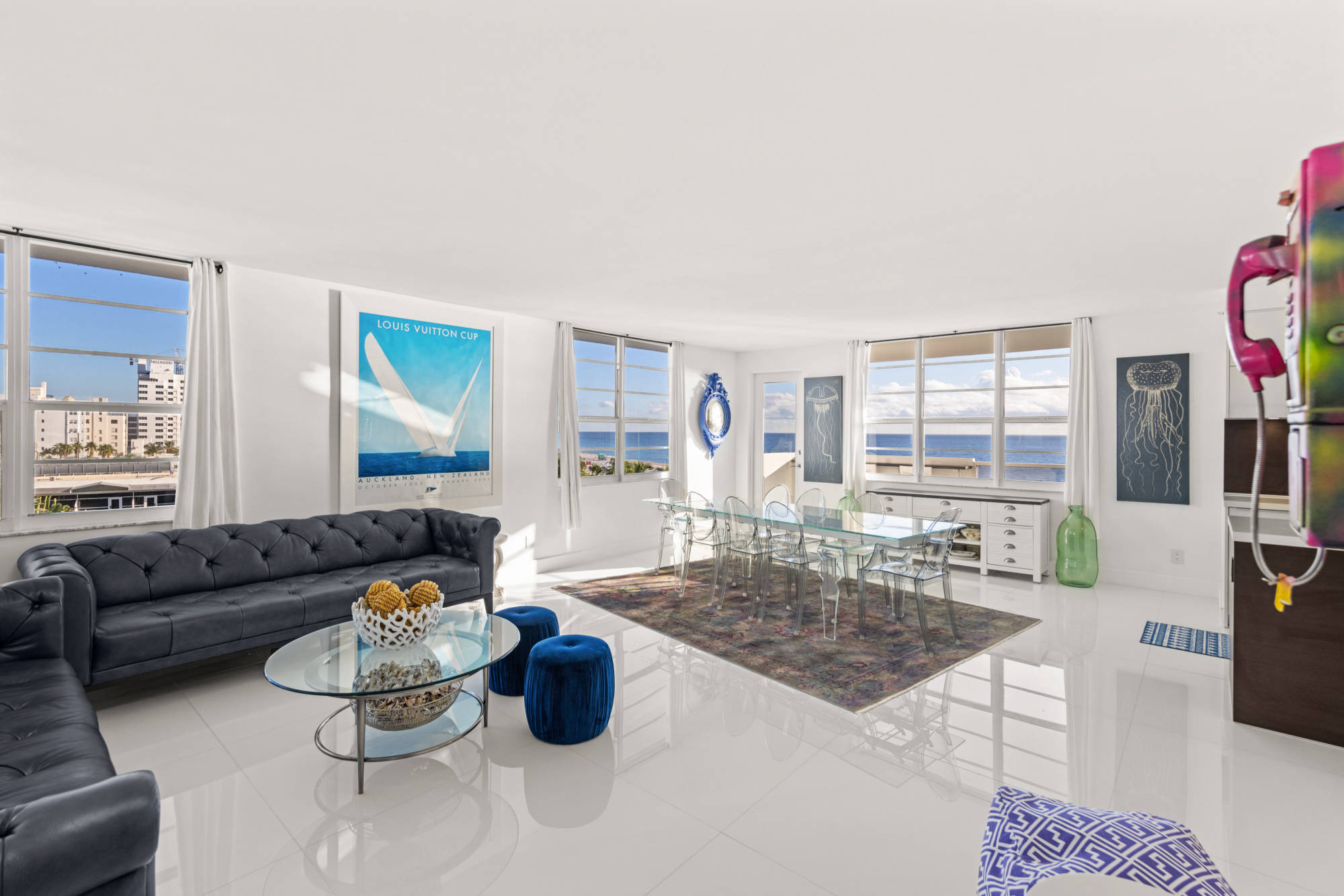 living room with beach view