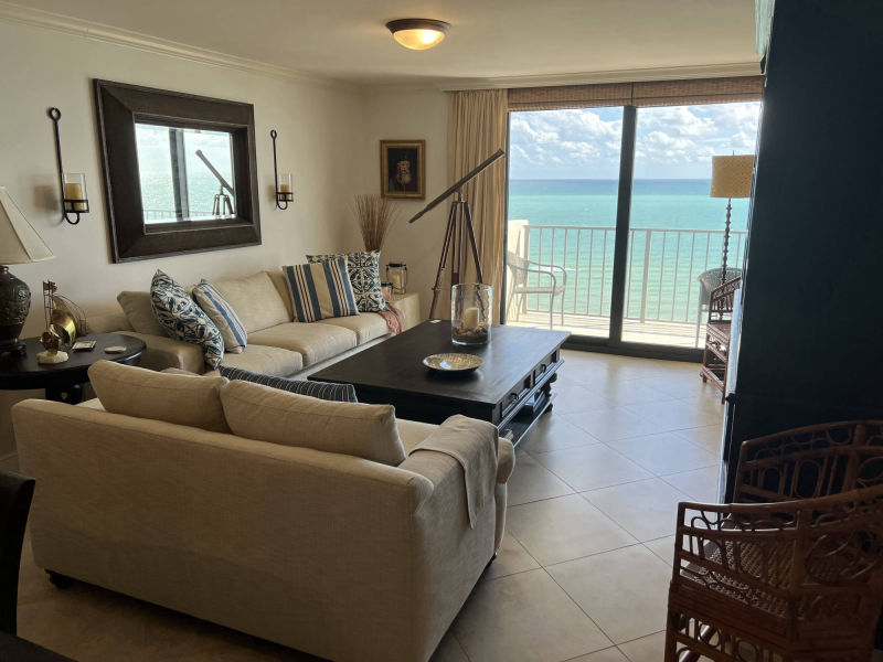 living room with ocean view