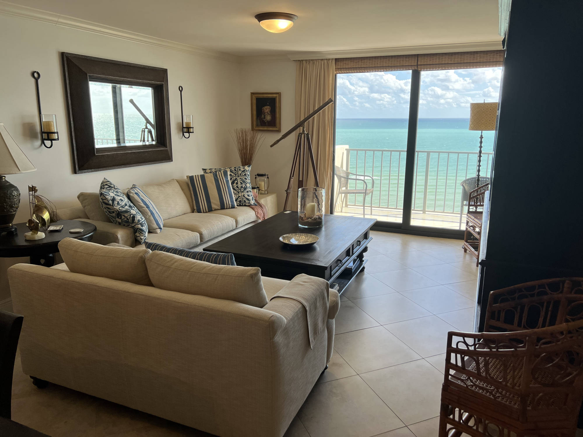 living room with ocean view