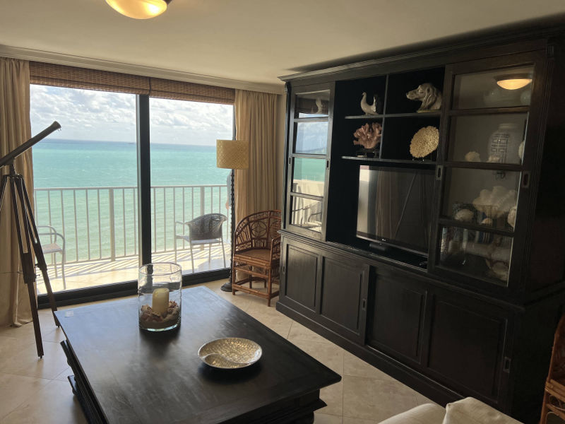 living room with ocean view