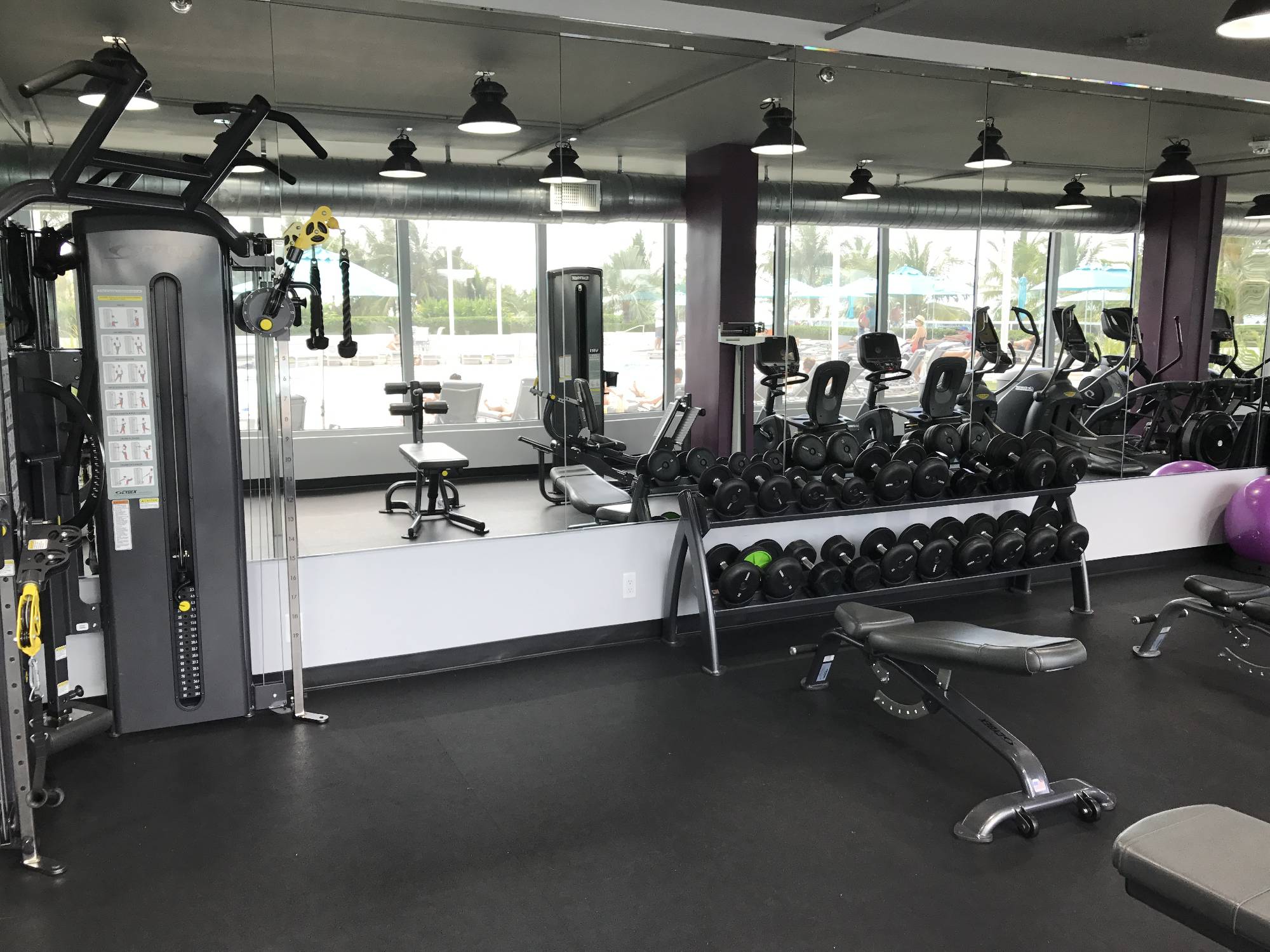 mirror and weights in gym