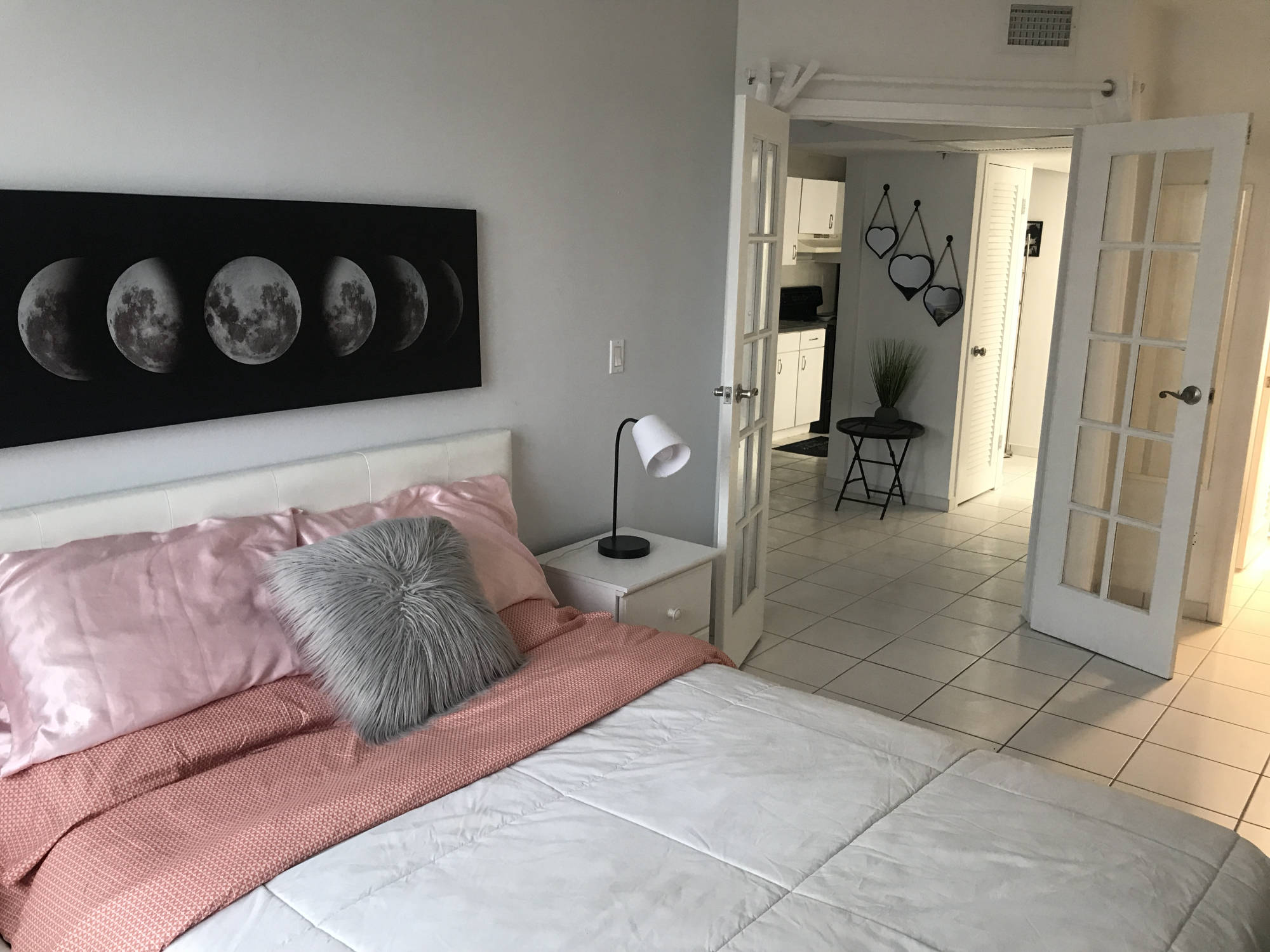 view from bedroom towards kitchen